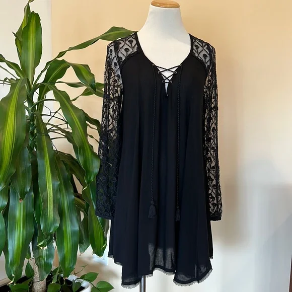 Ecote Dresses | Urban Outfitters Ecote Black Mesh Lace Mini Dress Size Small | Color: Black | Size: S | Thechefinme's Closet